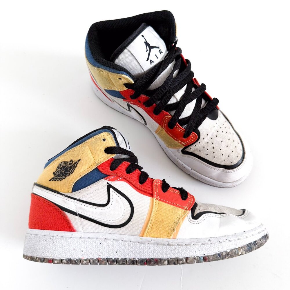 Nike Air Jordan Retro 1 Mid SE 'Multicolor Canvas' DV1316-100 GS Size 4 Youth